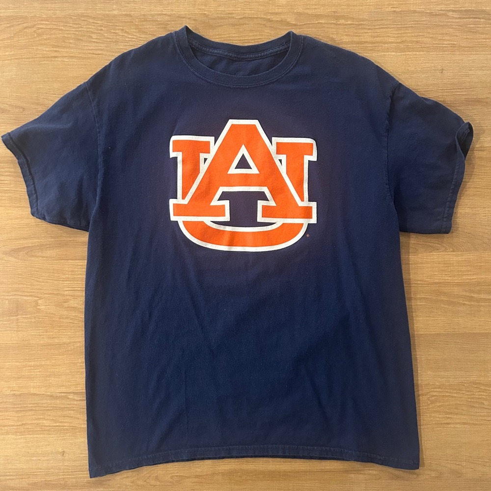 Auburn Tigers Sz Large NCAA Collegiate Logo T Shirt Navy Blue Short Sleeve